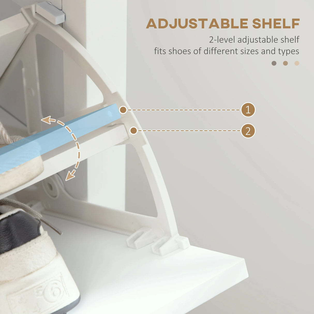 HOMCOM Modern Shoe Cabinet with 2 Flip Drawers and Adjustable Shelves, Narrow Shoe Storage Cabinet with Open Compartment, Holds 10 Pairs for Entryway, Hallway, White