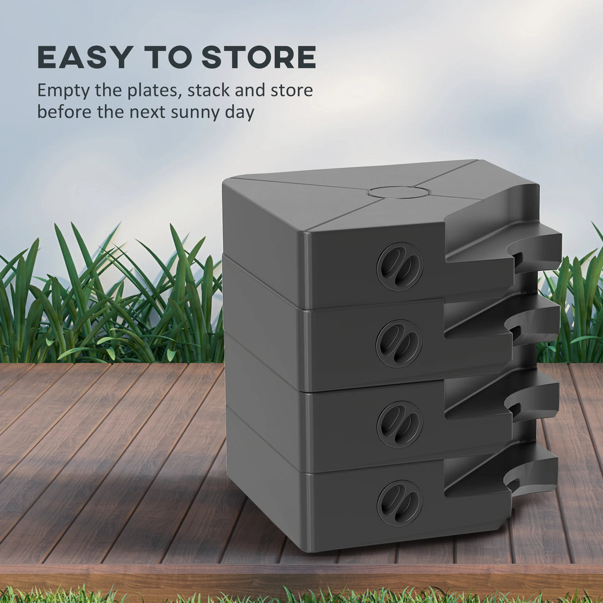 Outsunny Umbrella Weights for Cantilever Parasols, Set of 4 Heavy Duty Parasol Base Weights, 64kg Sand or 55kg Water Filled, Black