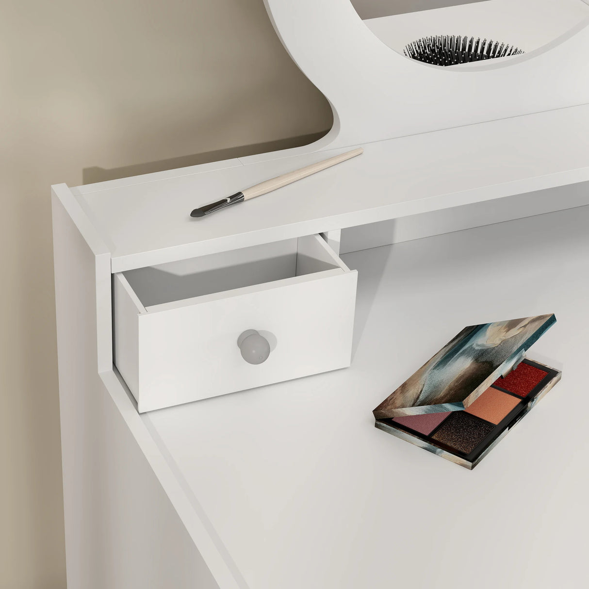 AIYAPLAY Kids Dressing Table Set Kids Make up Table with Stool and Mirror, Storage Drawers, Gift for Aged 3-8