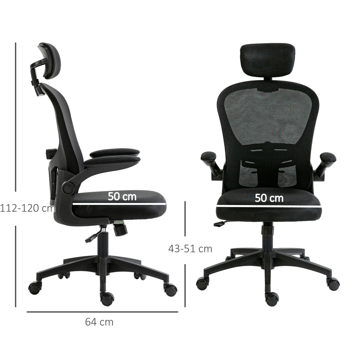 Vinsetto Multi-Adjustable Office Chair, with Lumbar Support, Headrest and Mesh Back - Black