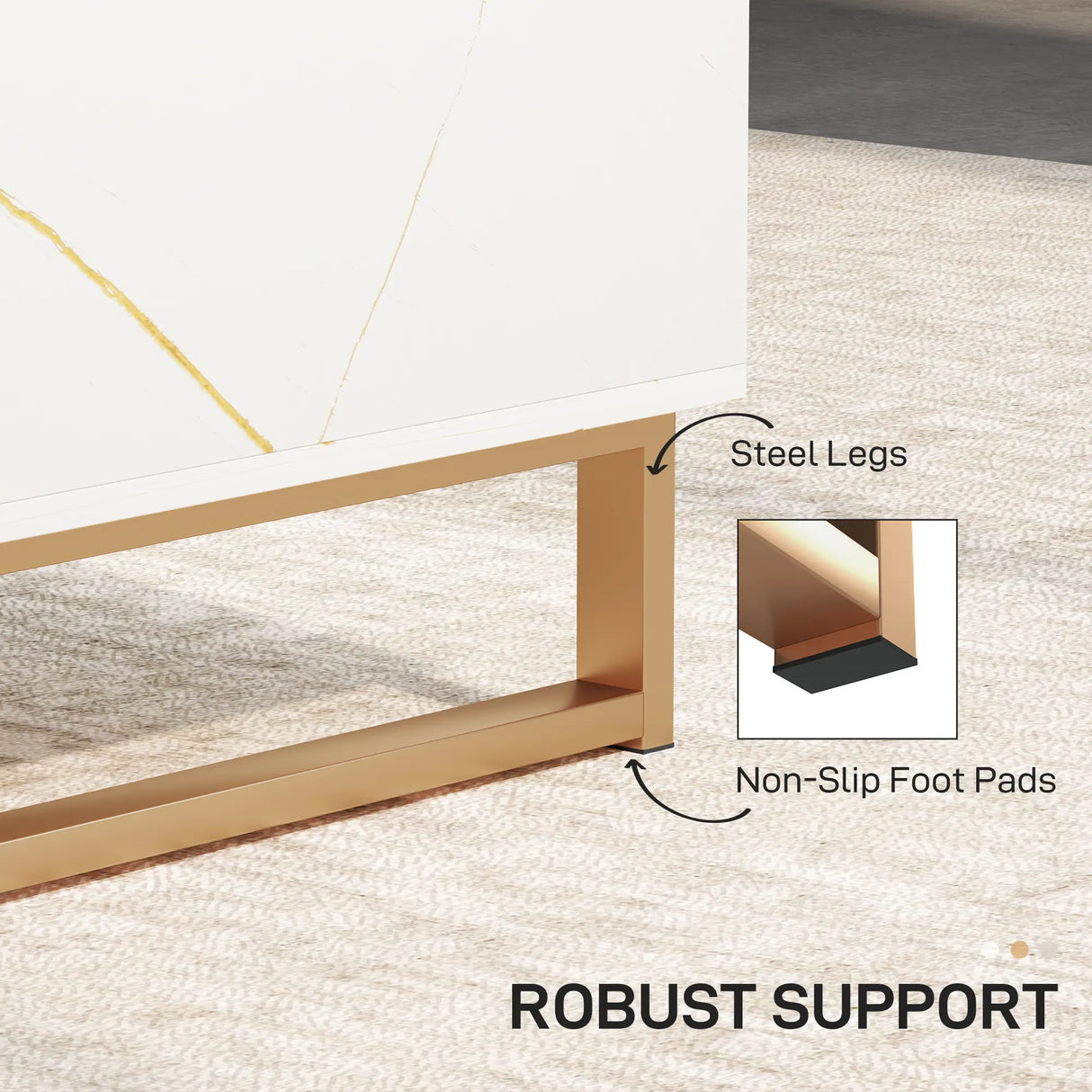 HOMCOM Elegant Marble Effect Storage Coffee Table - White