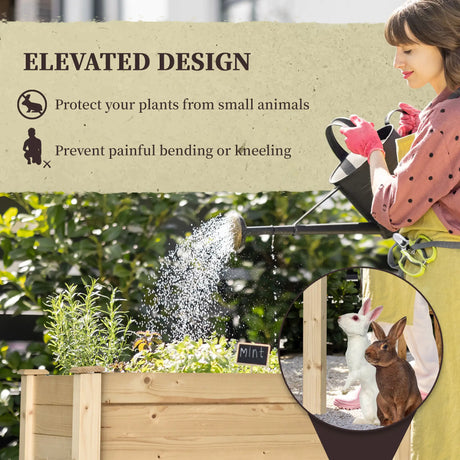 Outsunny Garden Wooden Planters14 Rectangular Raised Bed,Flower Box, Fir Wood Indoor/Outdoor, Oak Tone, 86L x 46W x 76Hcm