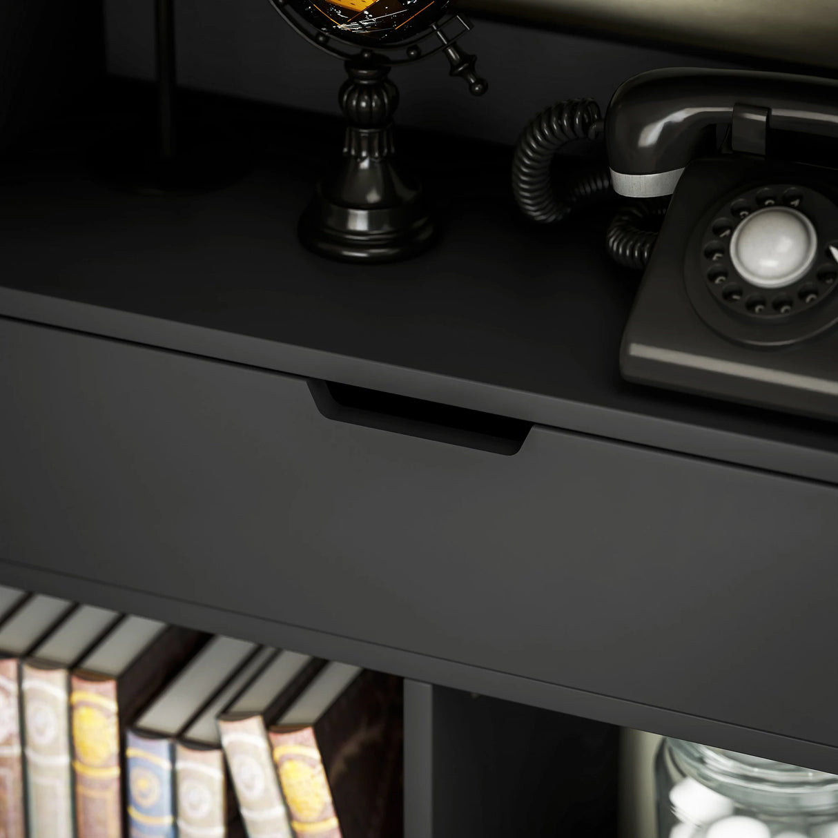 HOMCOM Tall Bookshelf with Drawer, Freestanding Bookcase for Bedroom, Living Room, Home Office, Black