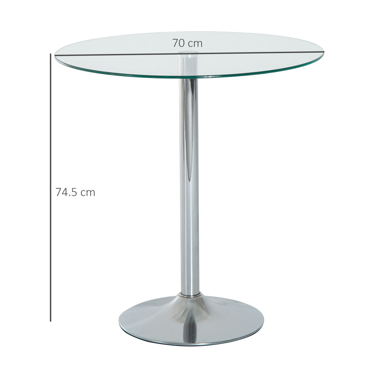 HOMCOM Round Dining Table, Modern Dining Room Table with Tempered Glass Top, Steel Base, Space Saving Small Bar Table