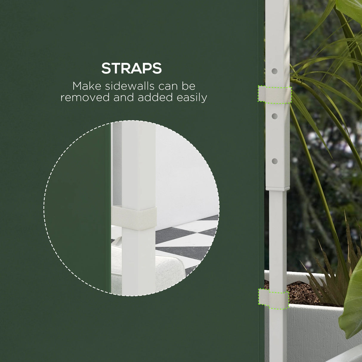 Outsunny Gazebo Side Panels, 2 Pack Sides Replacement, for 3x3(m) or 3x6m Pop Up Gazebo, with Windows and Doors, Green