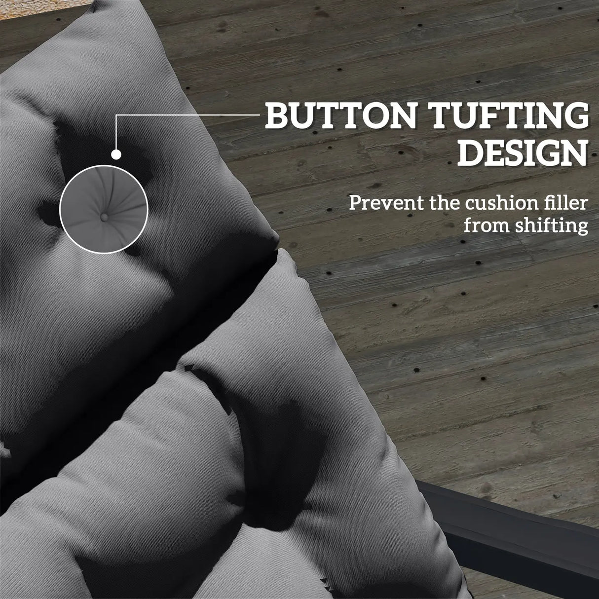 Outsunny Sun Lounger Cushions Only, 190x56x10cm Garden Lounge Chair Cushions, UPF20+ 220gsm Fabric, Thick Sunbed Replacement Pads with 6 Ties, Dark Grey