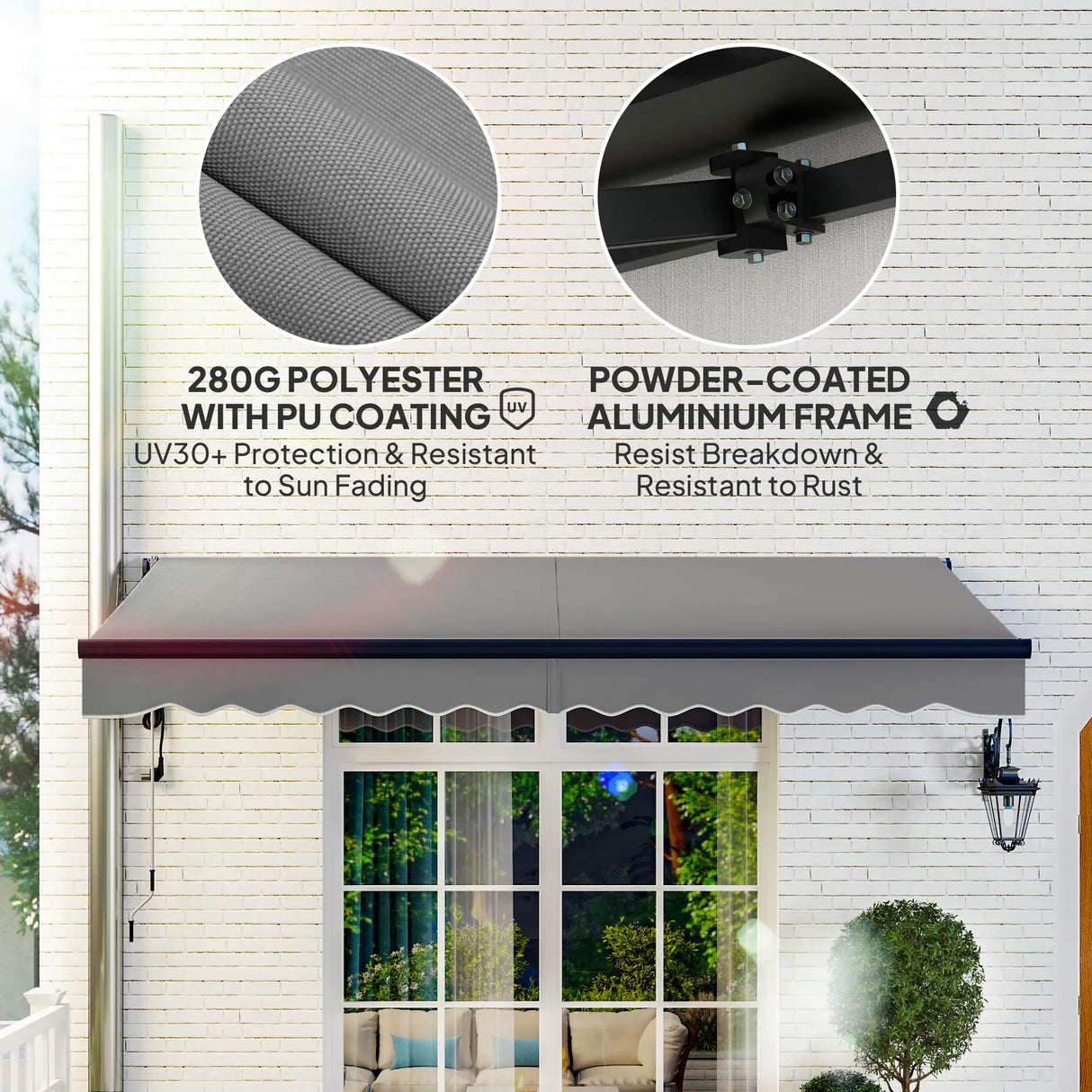 Outsunny 3.5 x 3m Electric/Manual Awning, with Remote - Dark Grey