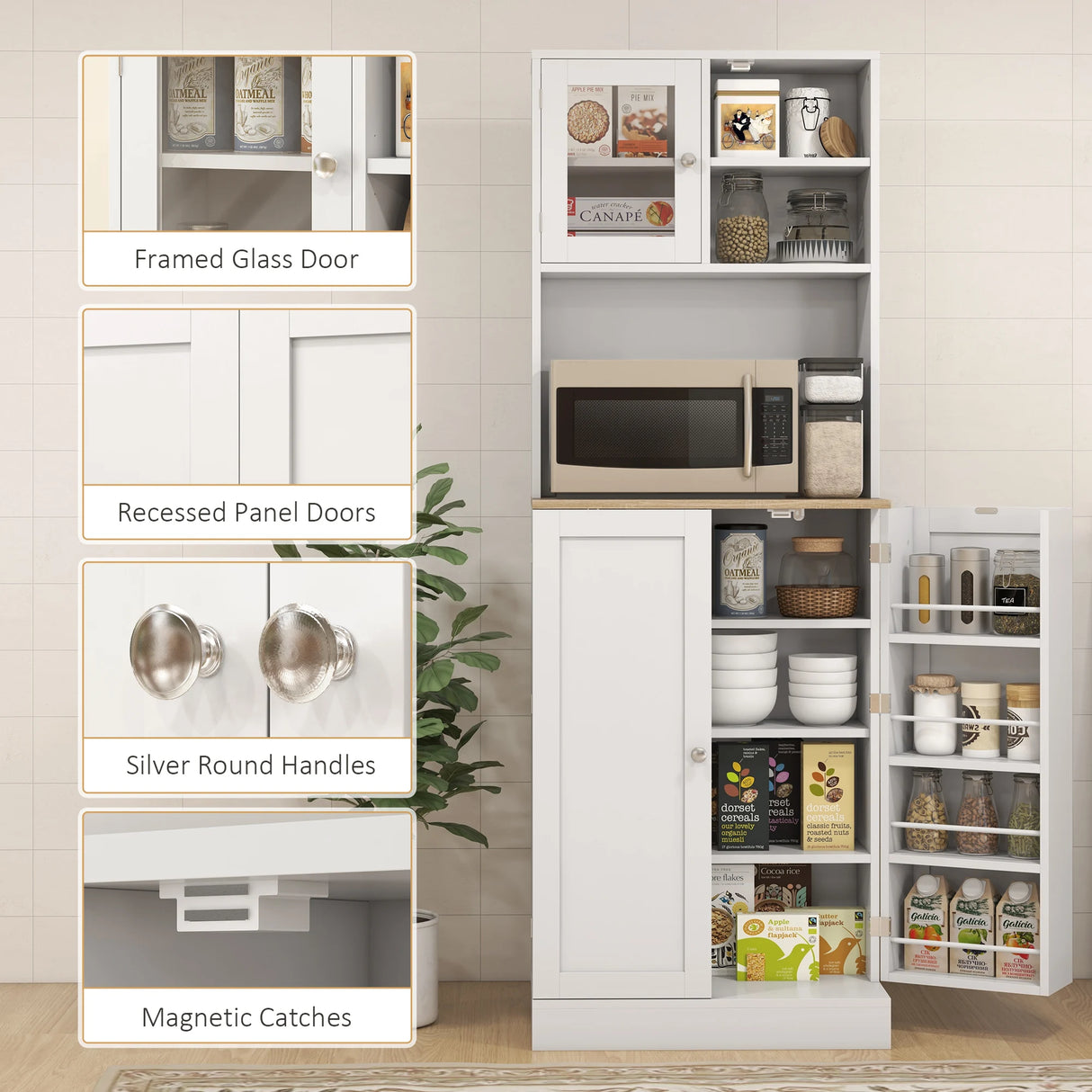 HOMCOM Two-Part Kitchen Storage Cabinet - White