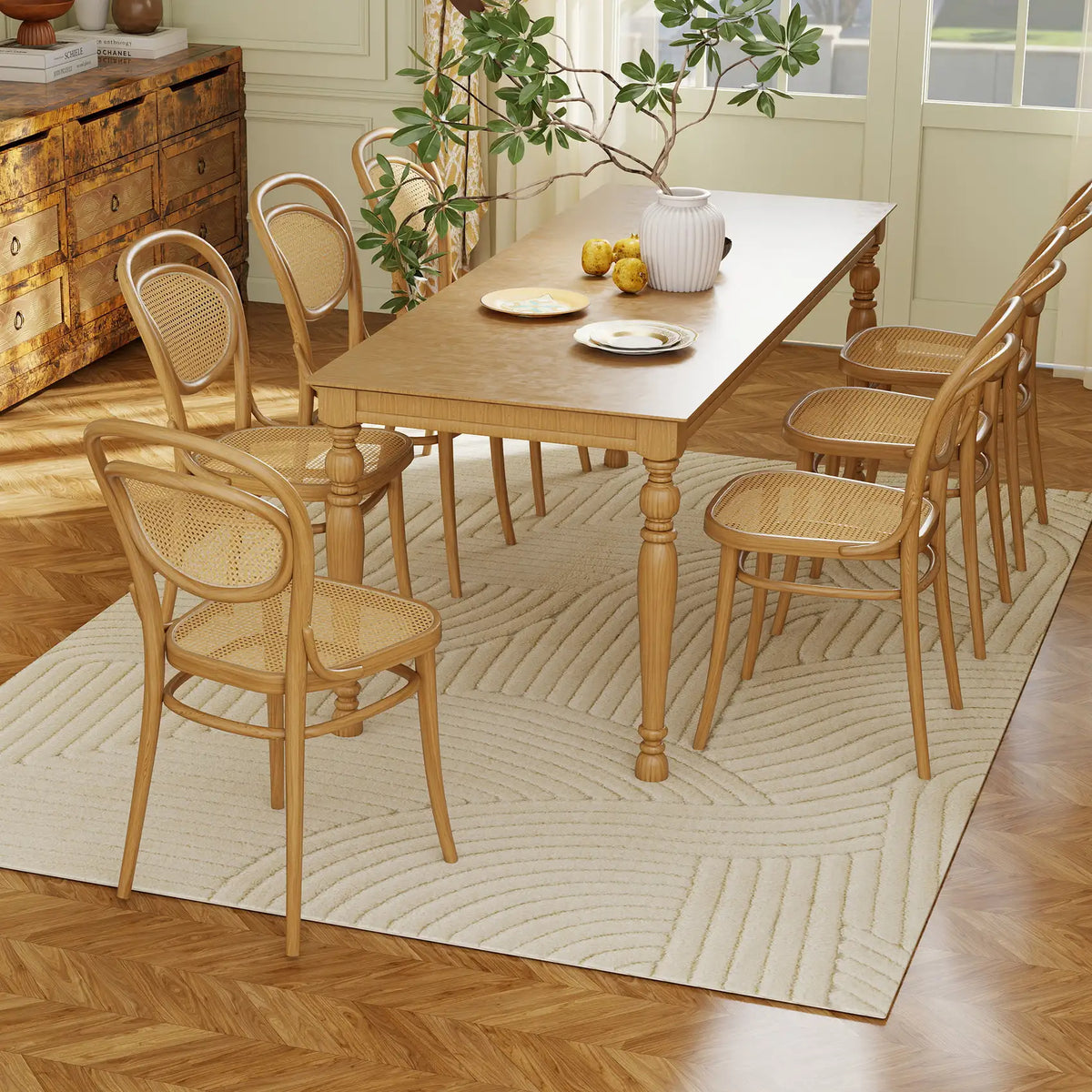 HOMCOM Modern Geometric Rug, Thick & Plush, Non-Slip, 230 x 160 cm Cream, Living Room/Bedroom/Office