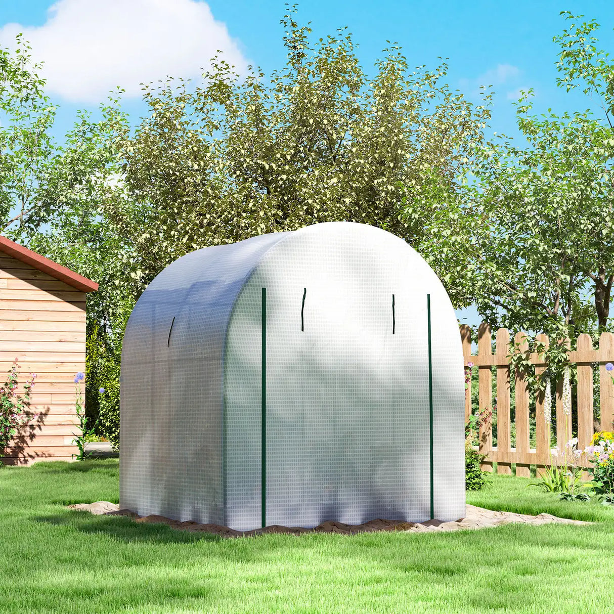 Outsunny 180 x 180cm Walk-In Polytunnel Greenhouse - White