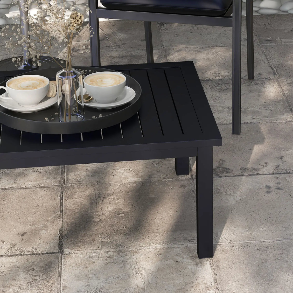 Outsunny 100cm x 60cm Aluminium Outdoor Coffee Table - Black