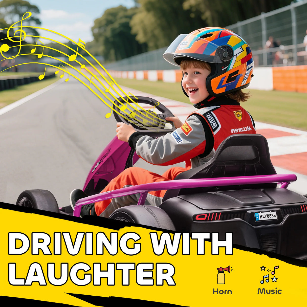 HOMCOM 24V Electric Go Kart for Kids, Drift Ride-On Racing Go Kart with 2 Speeds, for Boys Girls Aged 8-12 Years Old, Pink