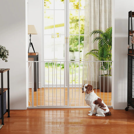 PawHut Extra Wide Dog Safety Gate, with Door Pressure, for Doorways, Hallways, Staircases - White