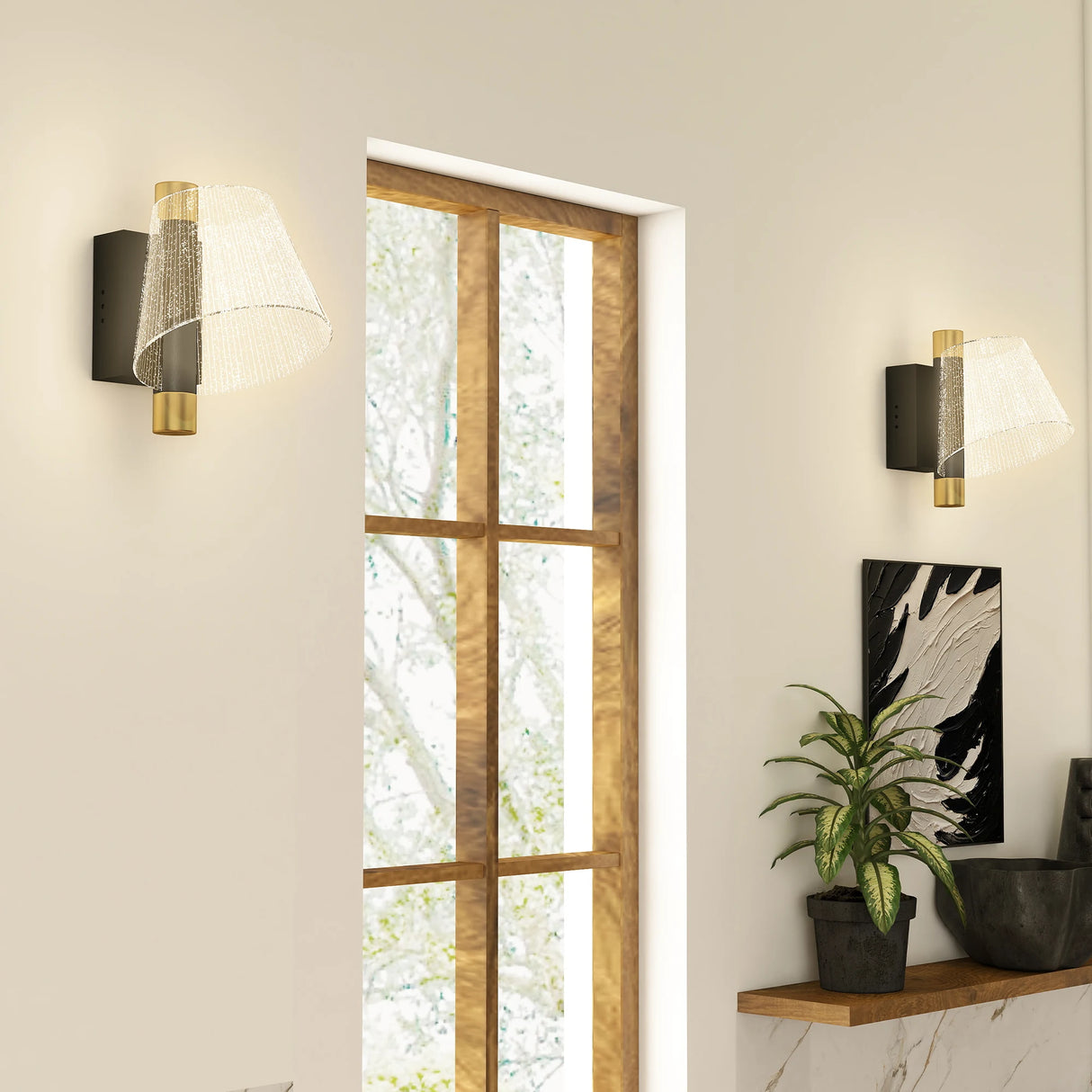 HOMCOM Led Wall Lamp 2 Pack, 5W Modern Indoor Starry Wall Light, Colour Temperature Adjustable 3000K/4000K/6500K, for Bedroom, Living Room, Hallway, Stairs, Black