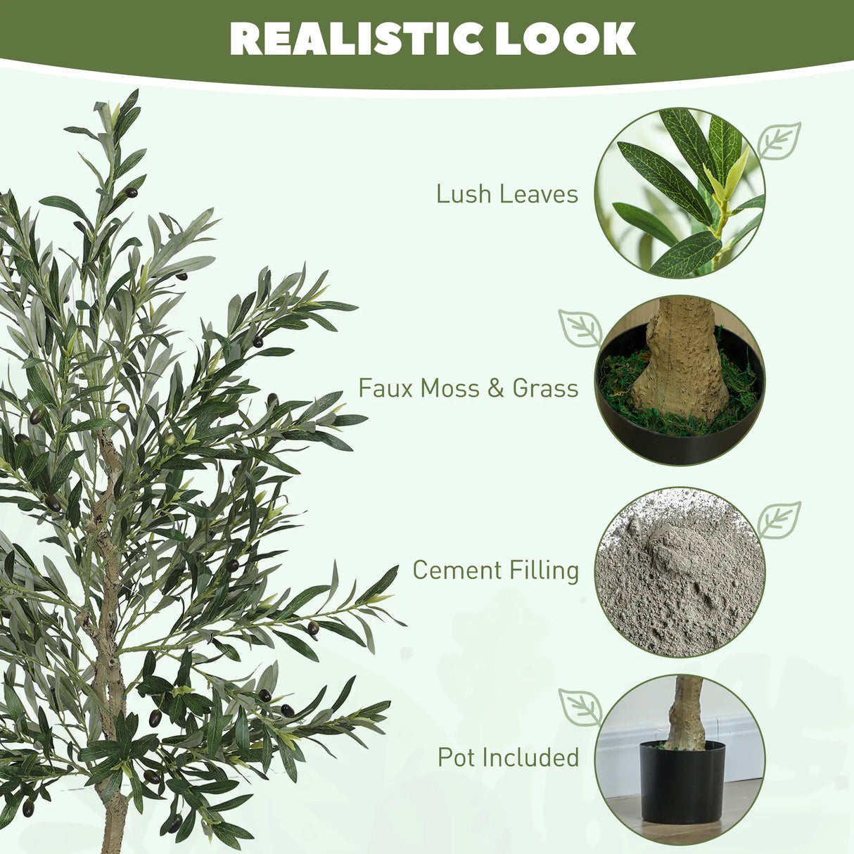 HOMCOM Silk Leaf Artificial Olive Trees