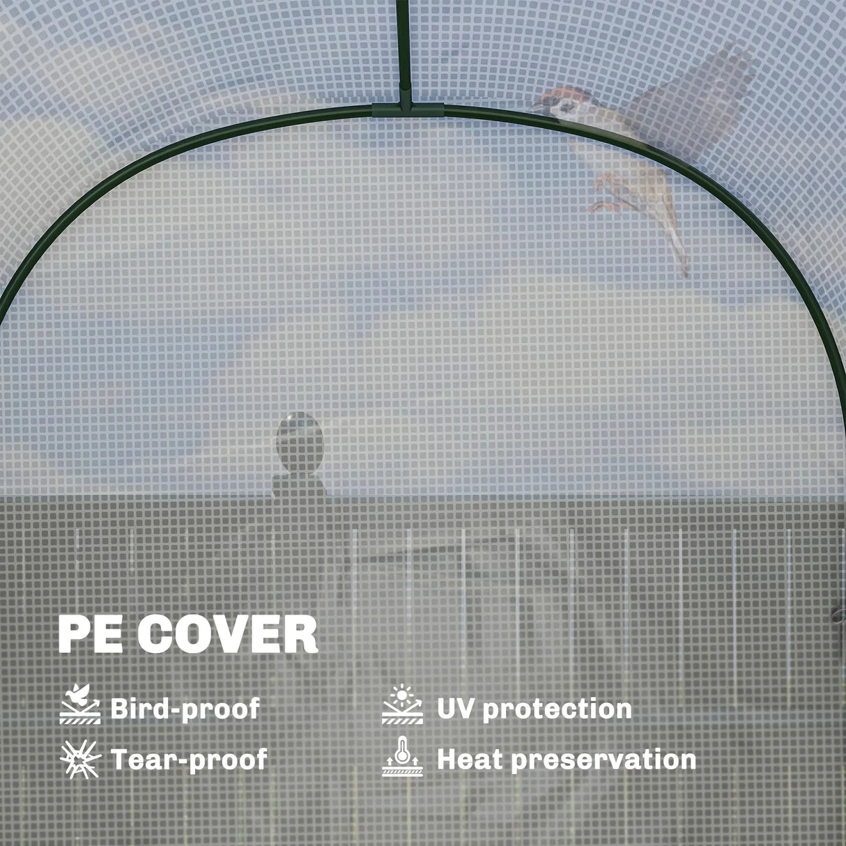 Outsunny Walk-in Greenhouse with Shelves, Small Greenhouse with PE Cover and Roll-up Door, 123 x 187 x 189 cm, White