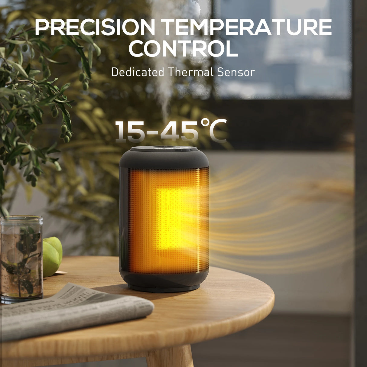 HOMCOM 1500W Ceramic Electric Heater with Fan, Timer, Oscillation - Black