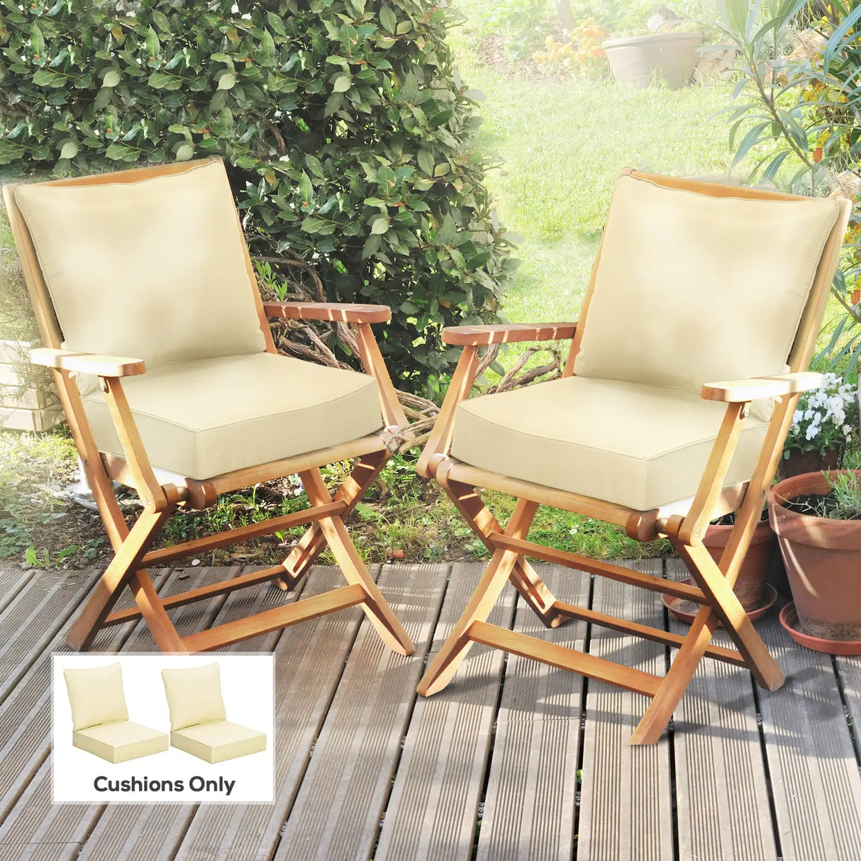 Outsunny 4 Pieces Outdoor Seat and Back Cushion Set Patio Deep Seating Chair Replacement Cushion, Beige