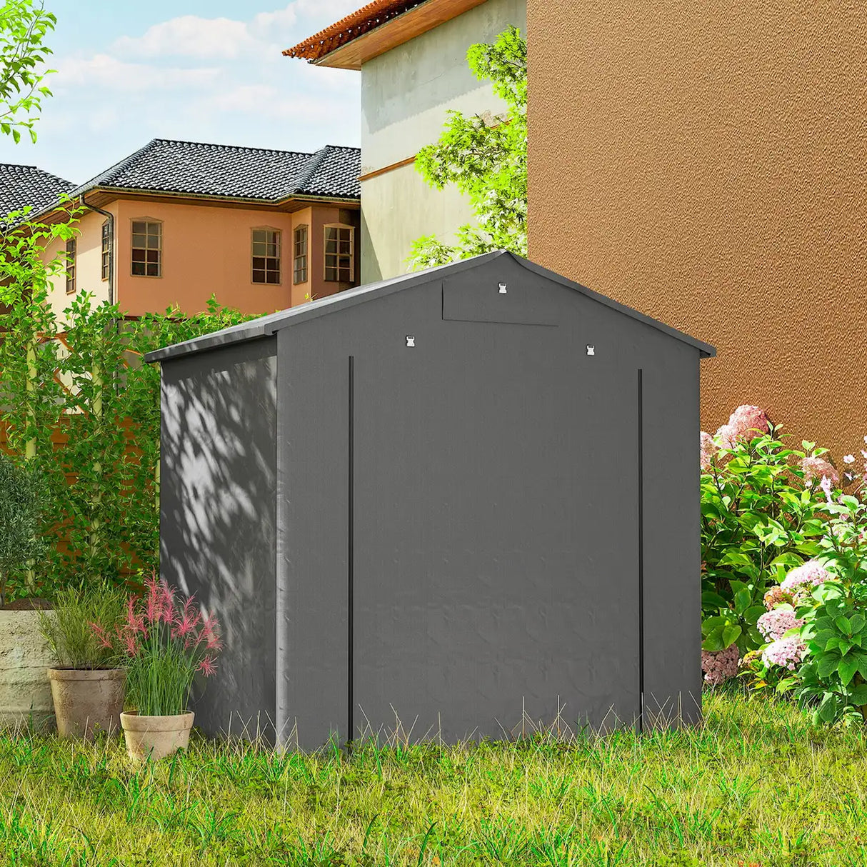 Outsunny 6 x 4 ft Outdoor Garden Storage Shed, Waterproof Bike Tent with Vent and Roll-Up Zipper Door