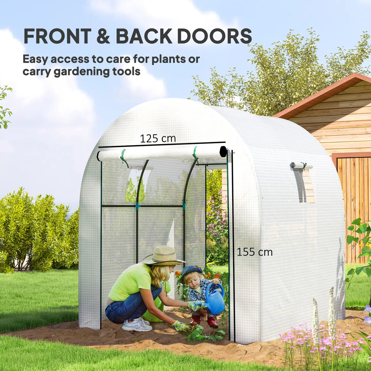 Outsunny 180 x 180cm Walk-In Polytunnel Greenhouse - White