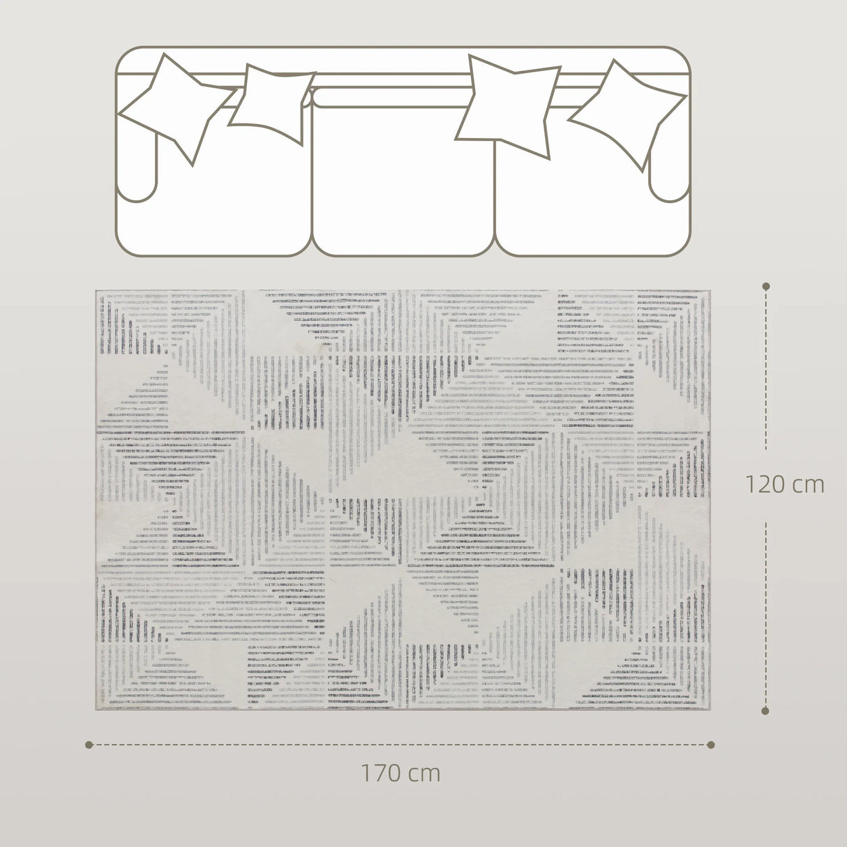 HOMCOM Modern Area Rug, Geometric Pattern Non-Slip Washable Rug, Soft Floor Carpet for Living Room, Bedroom, Dining Room, Home Office, 170 x 120 cm, Grey