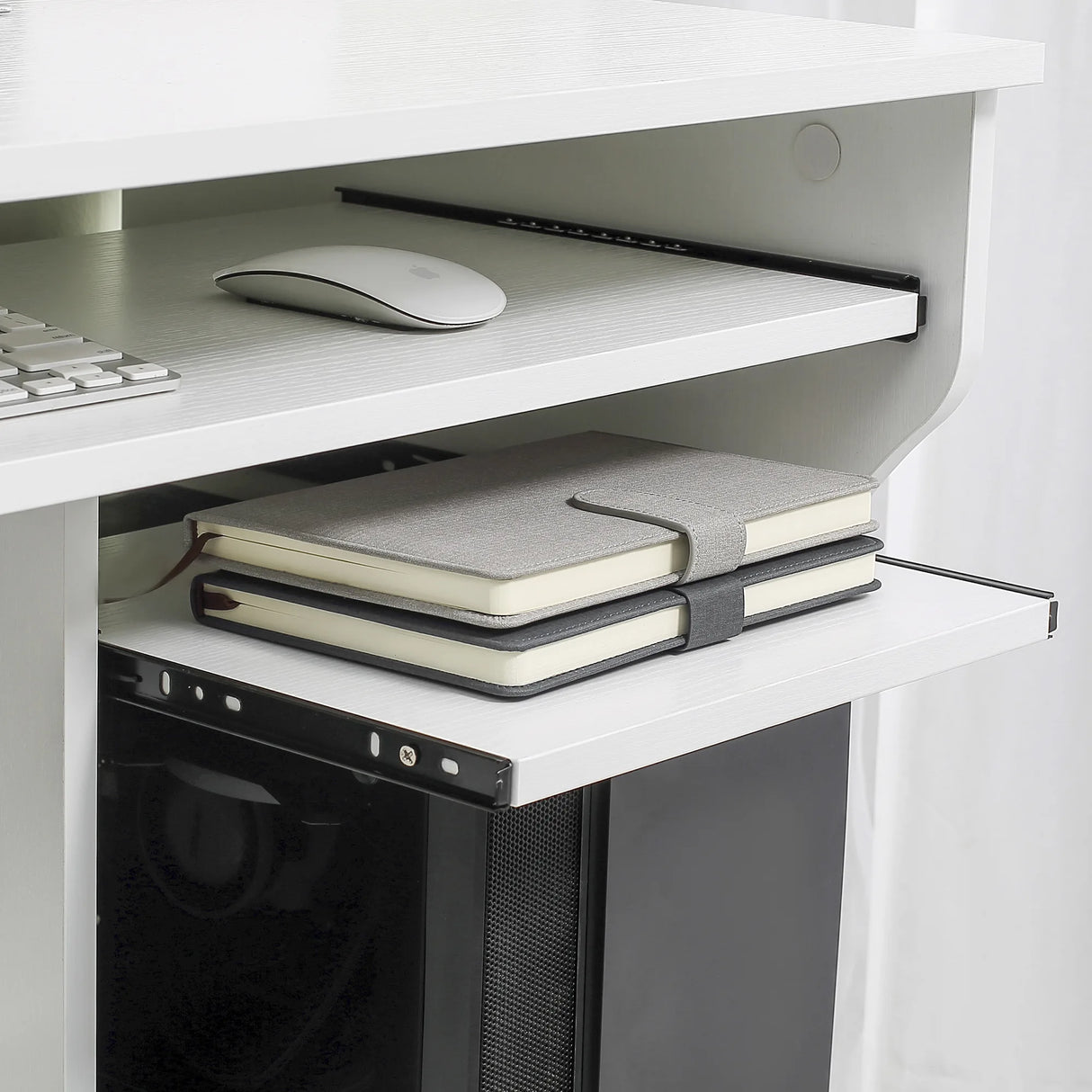 HOMCOM Multi-Storage Compact Work Desk, with Wheels - White