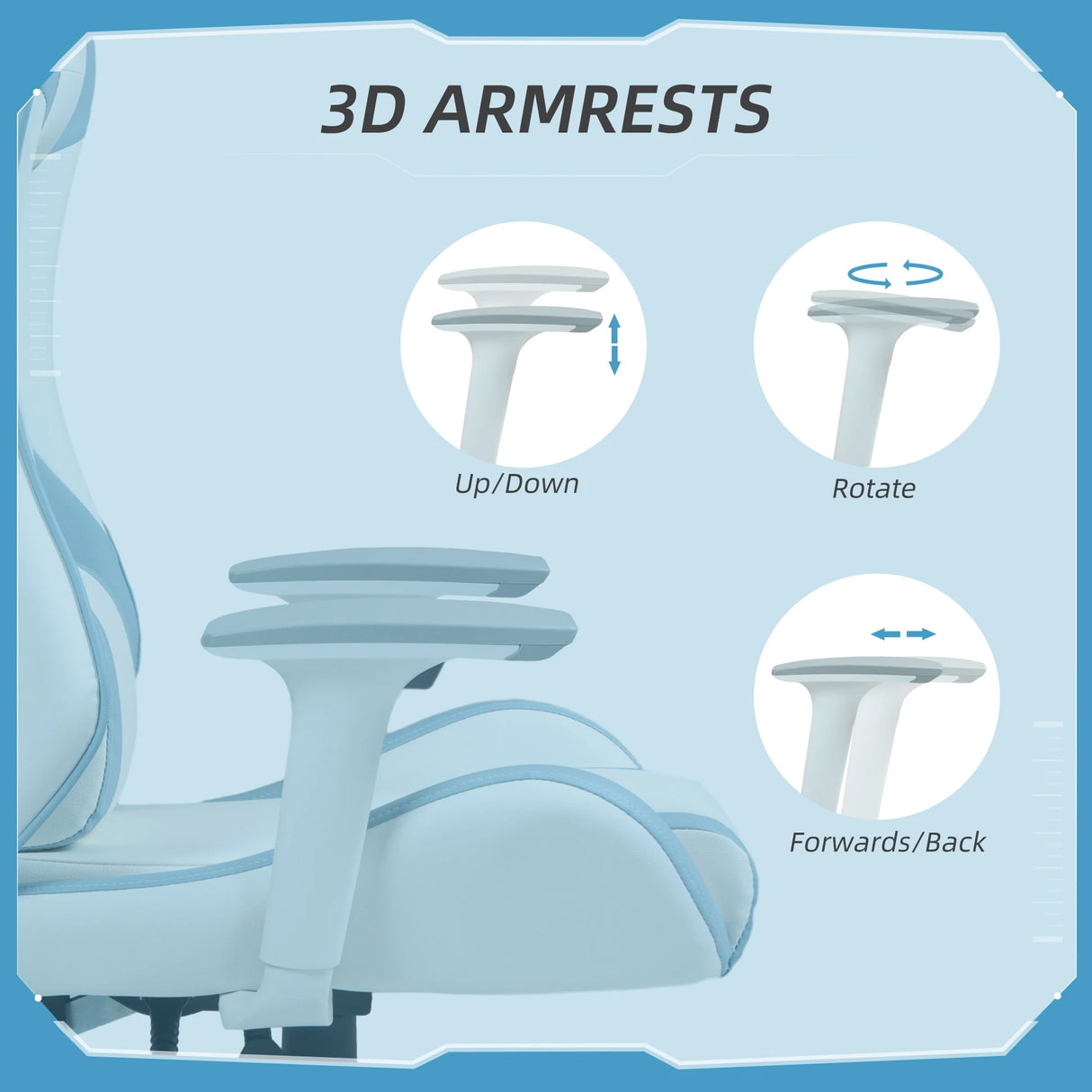 HOMCOM Faux Leather Colour Block Gaming Chair, with 135 Reclining Back - Blue/White