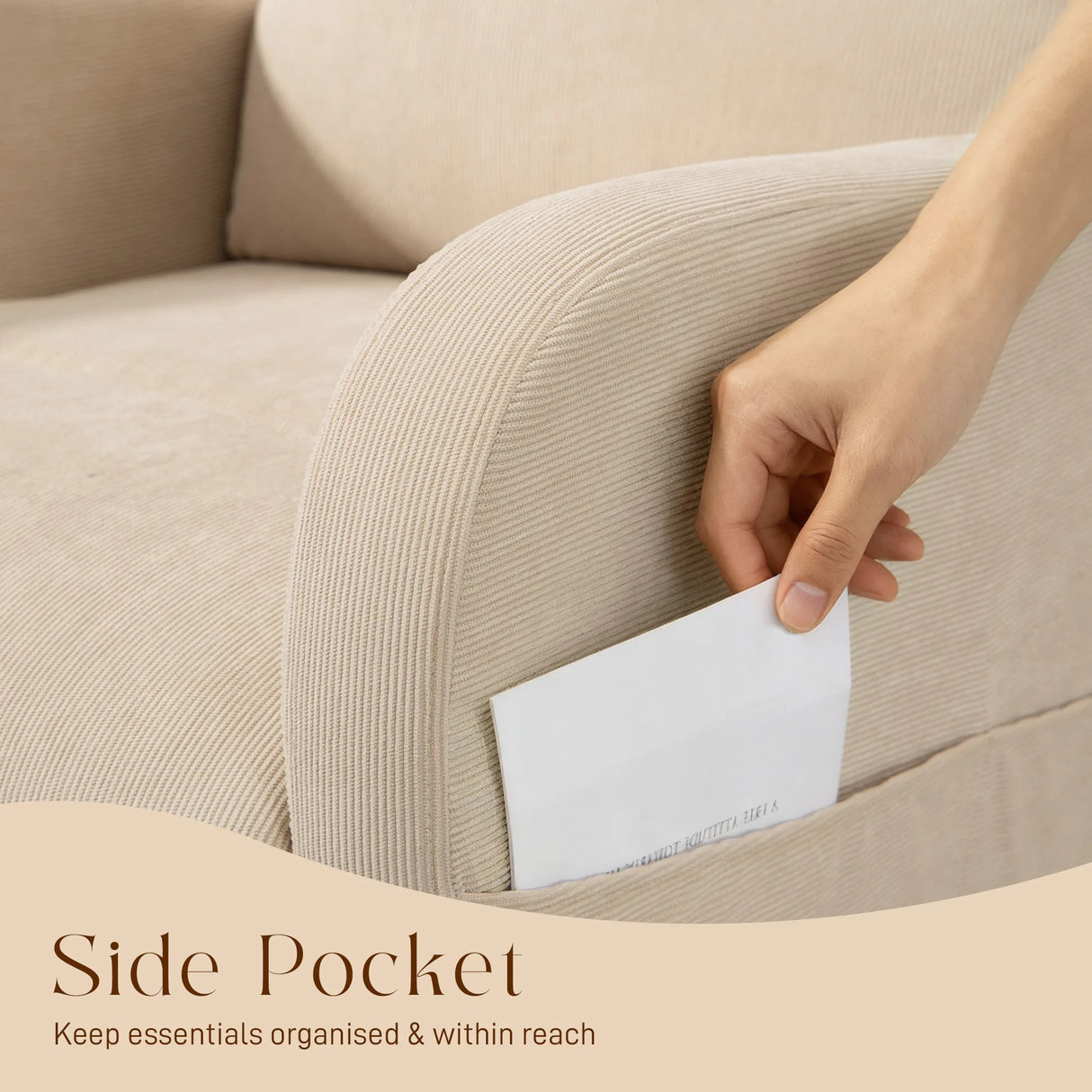 HOMCOM Corduroy Rocking Armchair - Beige