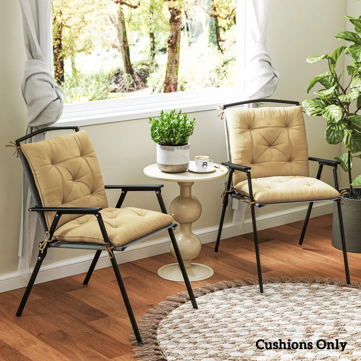 Outsunny Set of Two Outdoor Seat Cushions - Khaki