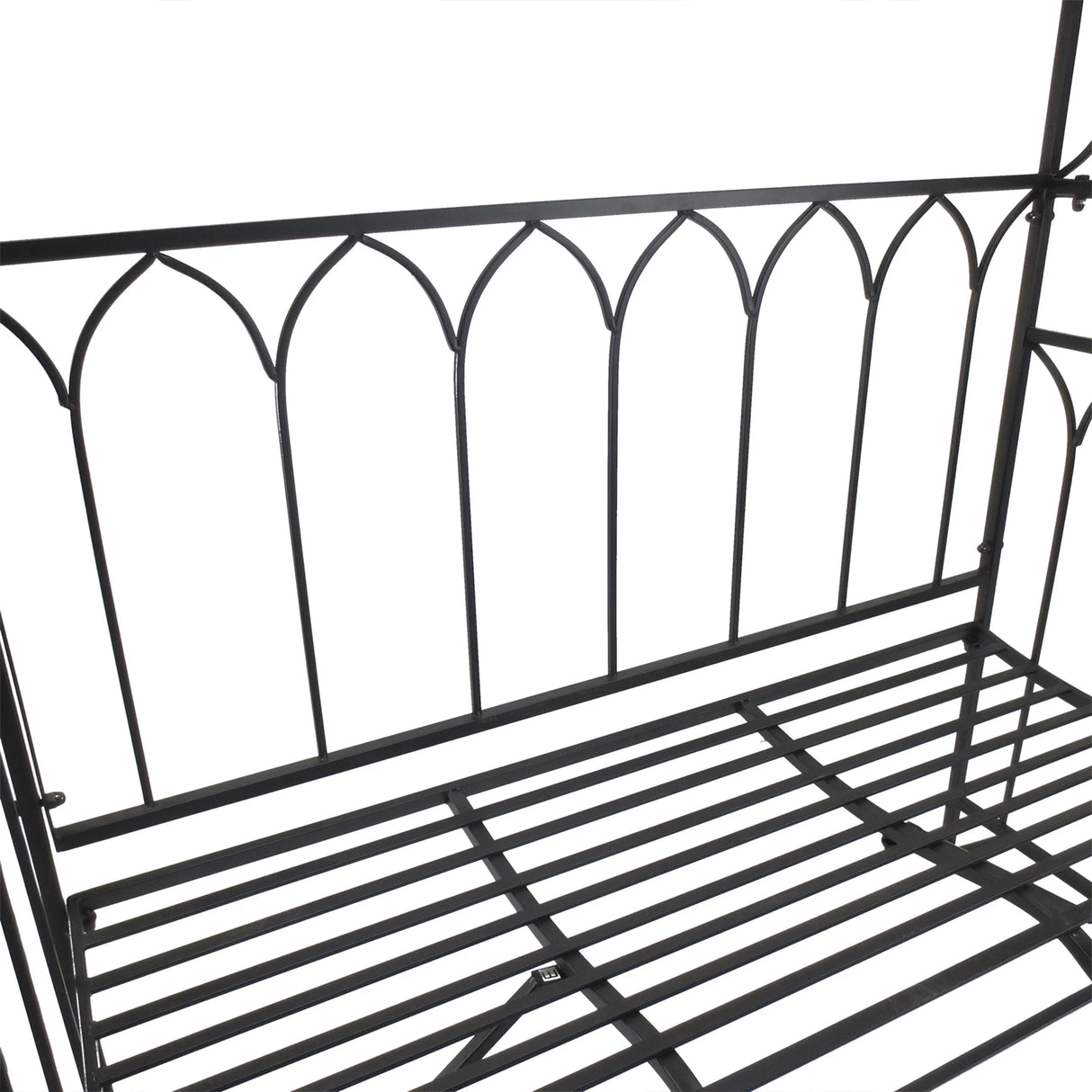 Outsunny Garden Metal Frame Bench W/Arch for Various Climbing Plant, 115Lx50Wx203H cm-Black