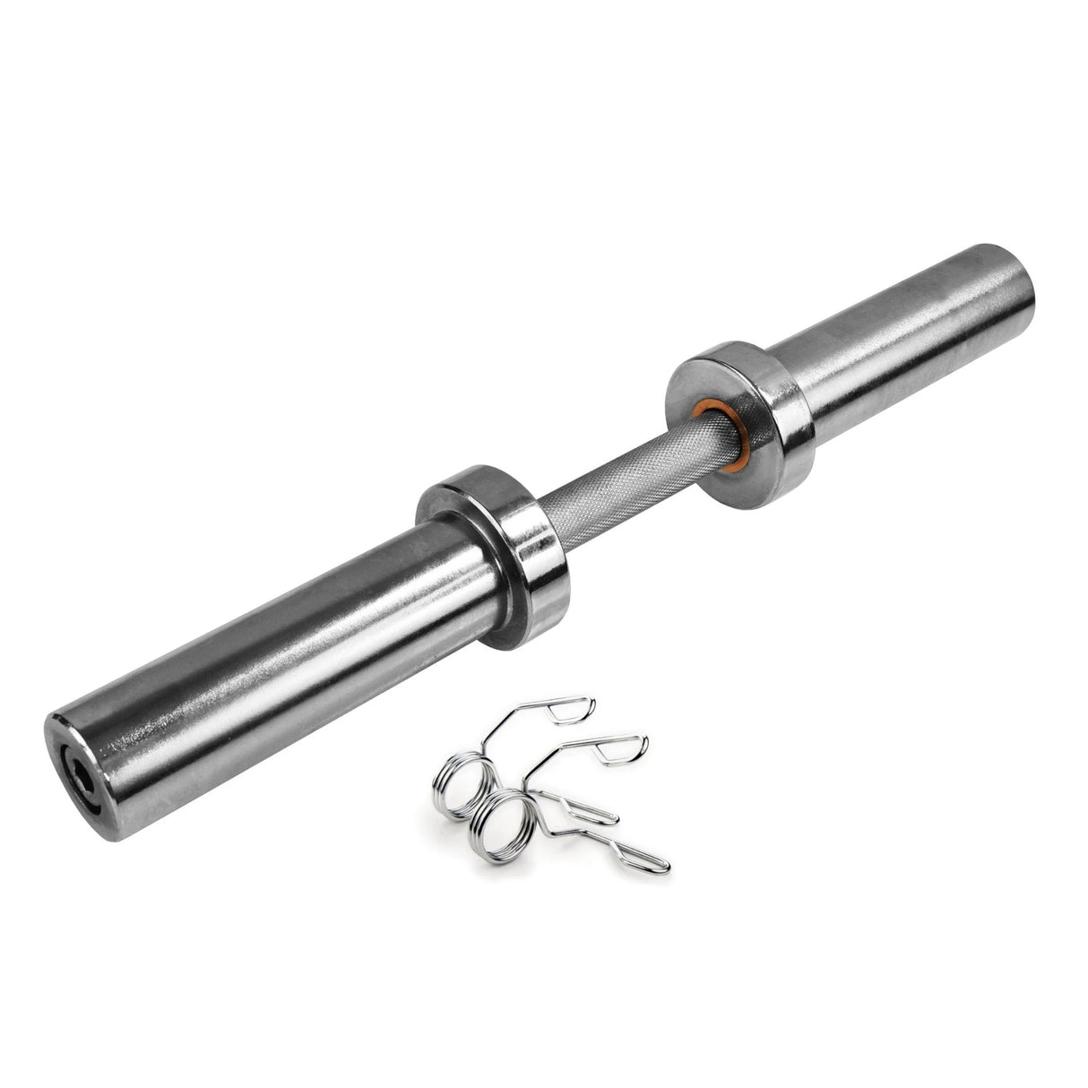 Olympic Dumbbell Bar Heavy-Duty Solid Chrome Steel with Rotating Sleeves, 2-Inch Plate Compatibility & 130kg Capacity Single