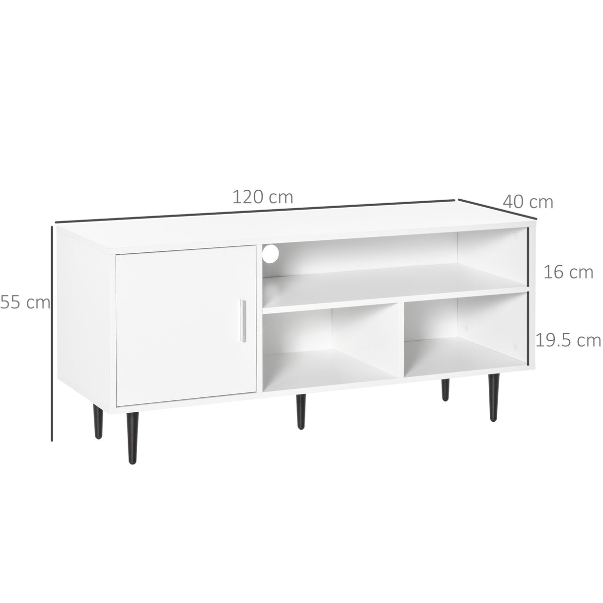 HOMCOM TV Stand Cabinet for TVs up to 60 Inches - White