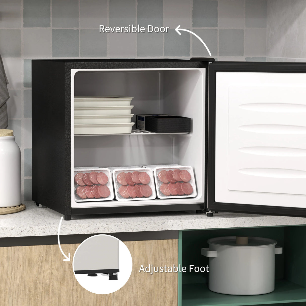 HOMCOM 35L Mini Freezer, -24 to -14 Temperature - Silver Tone