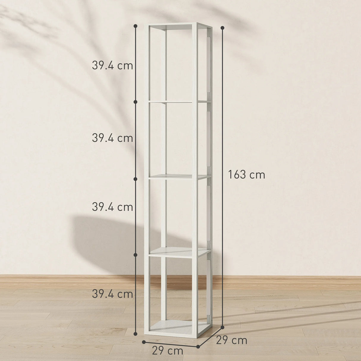 HOMCOM Floor Lamp with Shelves and 3 Brightness Levels - Oak