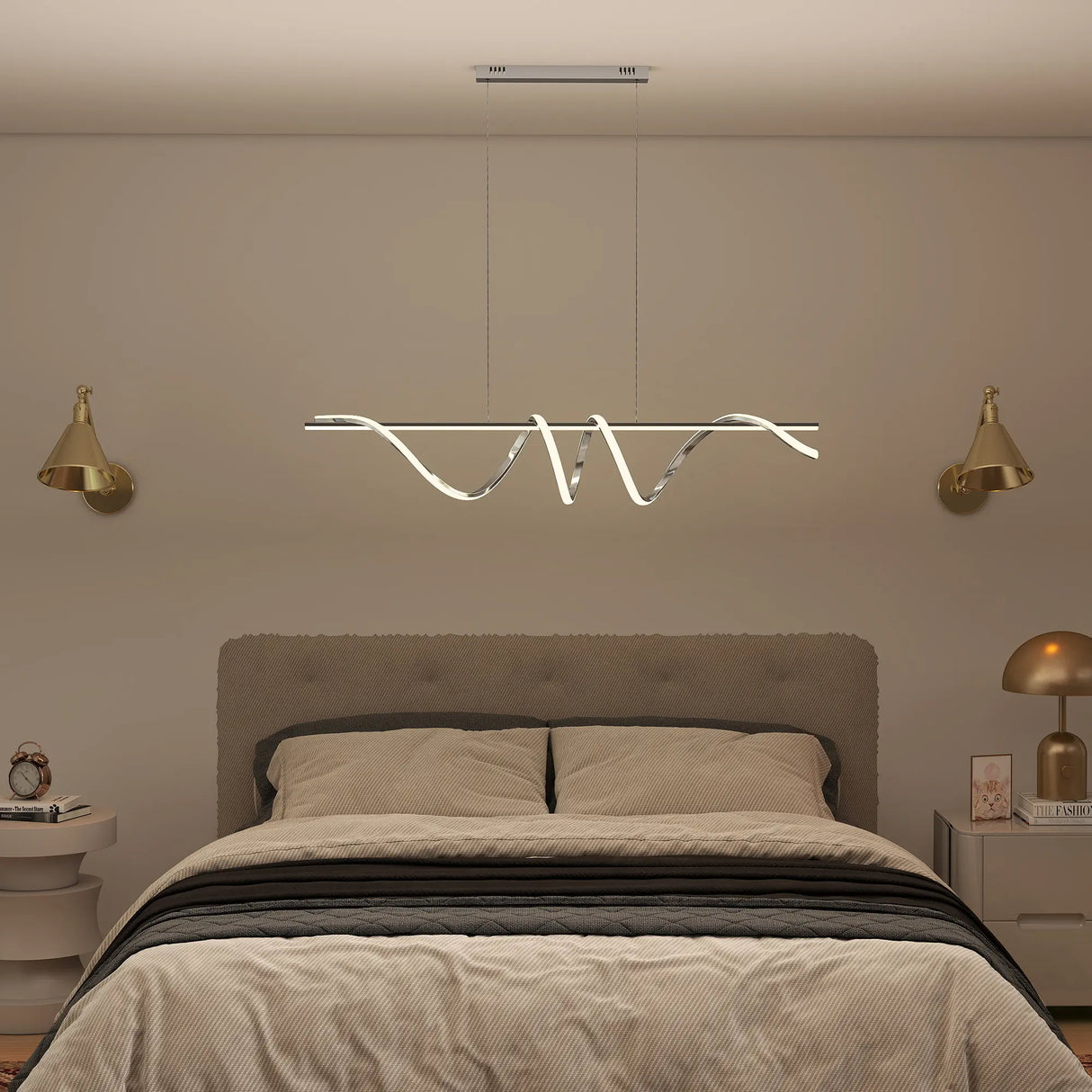 HOMCOM Pendant Light with 3 Colour Temperatures - Silver Tone