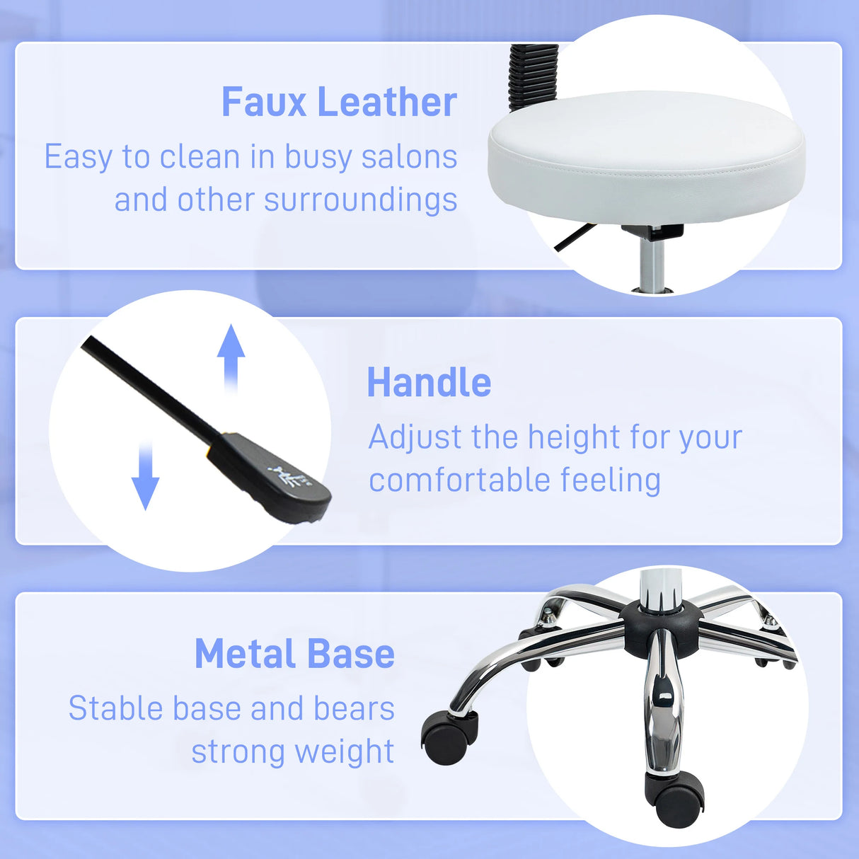 HOMCOM 360 Swivel Seat Salon Stool - White