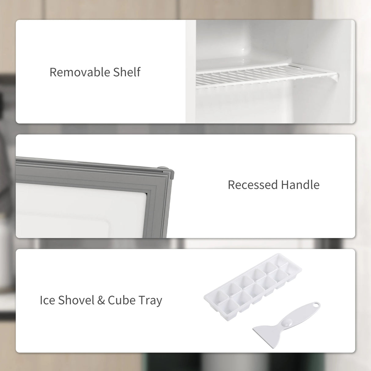 HOMCOM 35L Mini Freezer, -24 to -14 Temperature - Grey