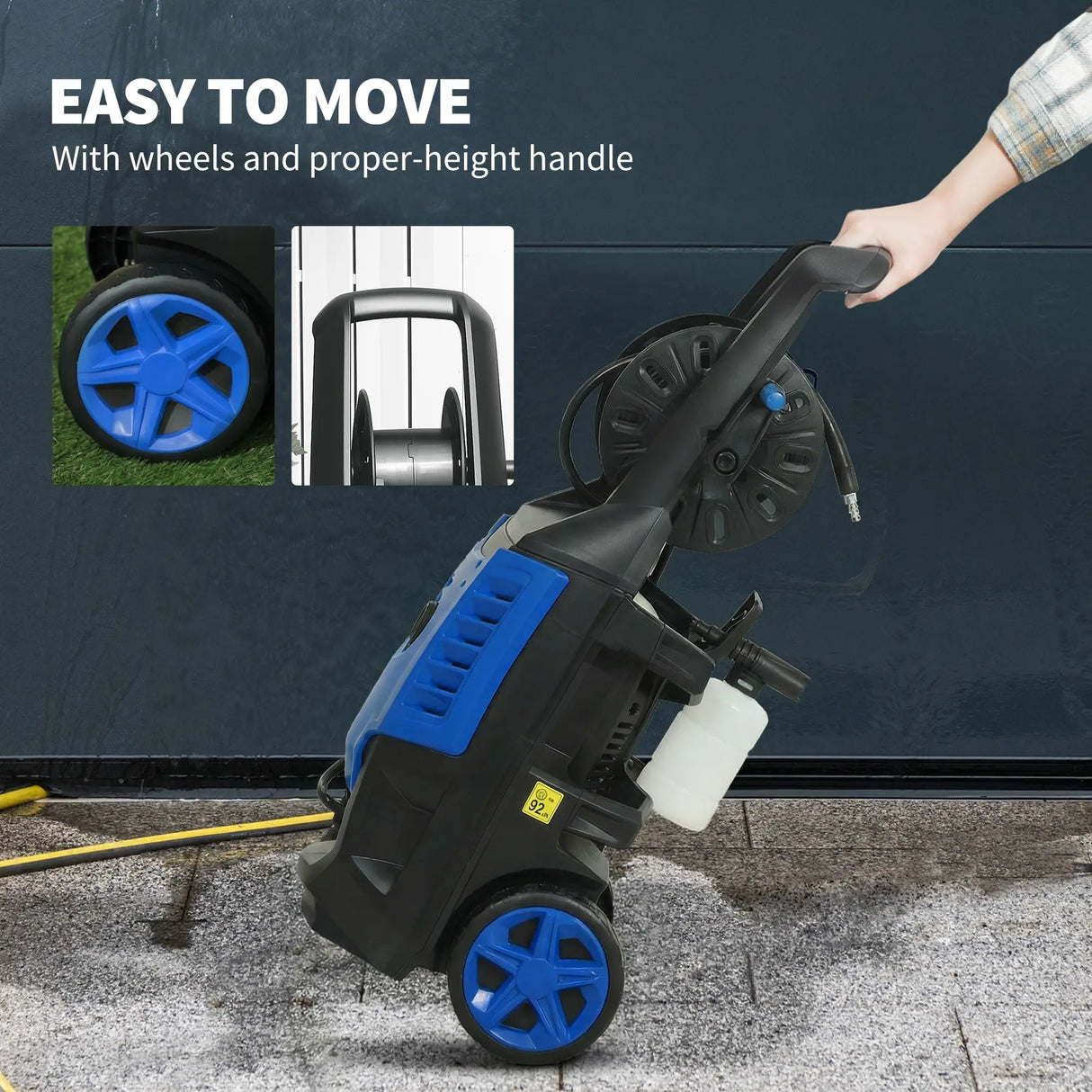 Outsunny 2200W High Pressure Washer, 170 Bar Pressure Washer with Adjustable Nozzle and 6M Hose, 32W x 32D x 80H cm Blue