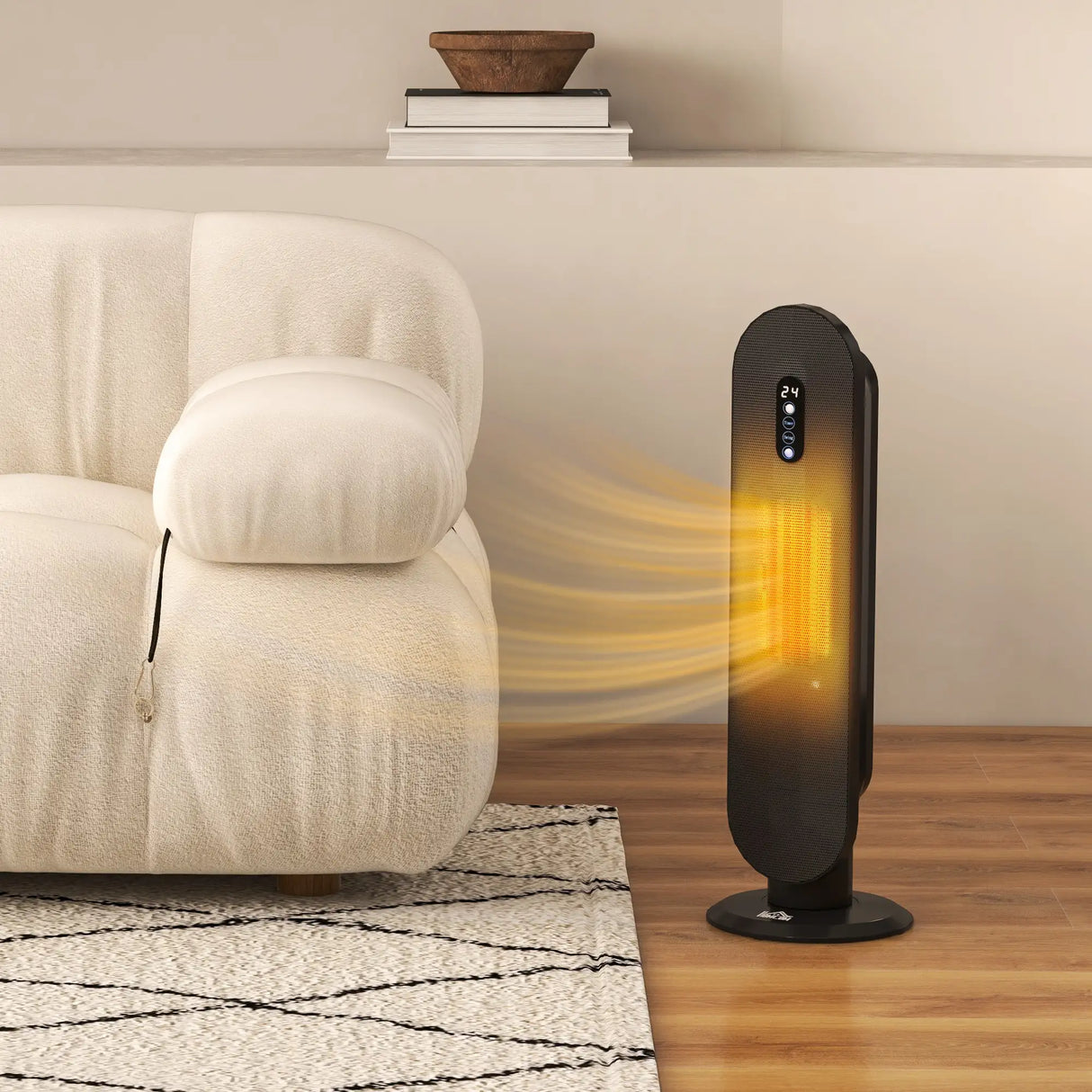 HOMCOM 45 Oscillating Ceramic Space Heater, with Remote - Black