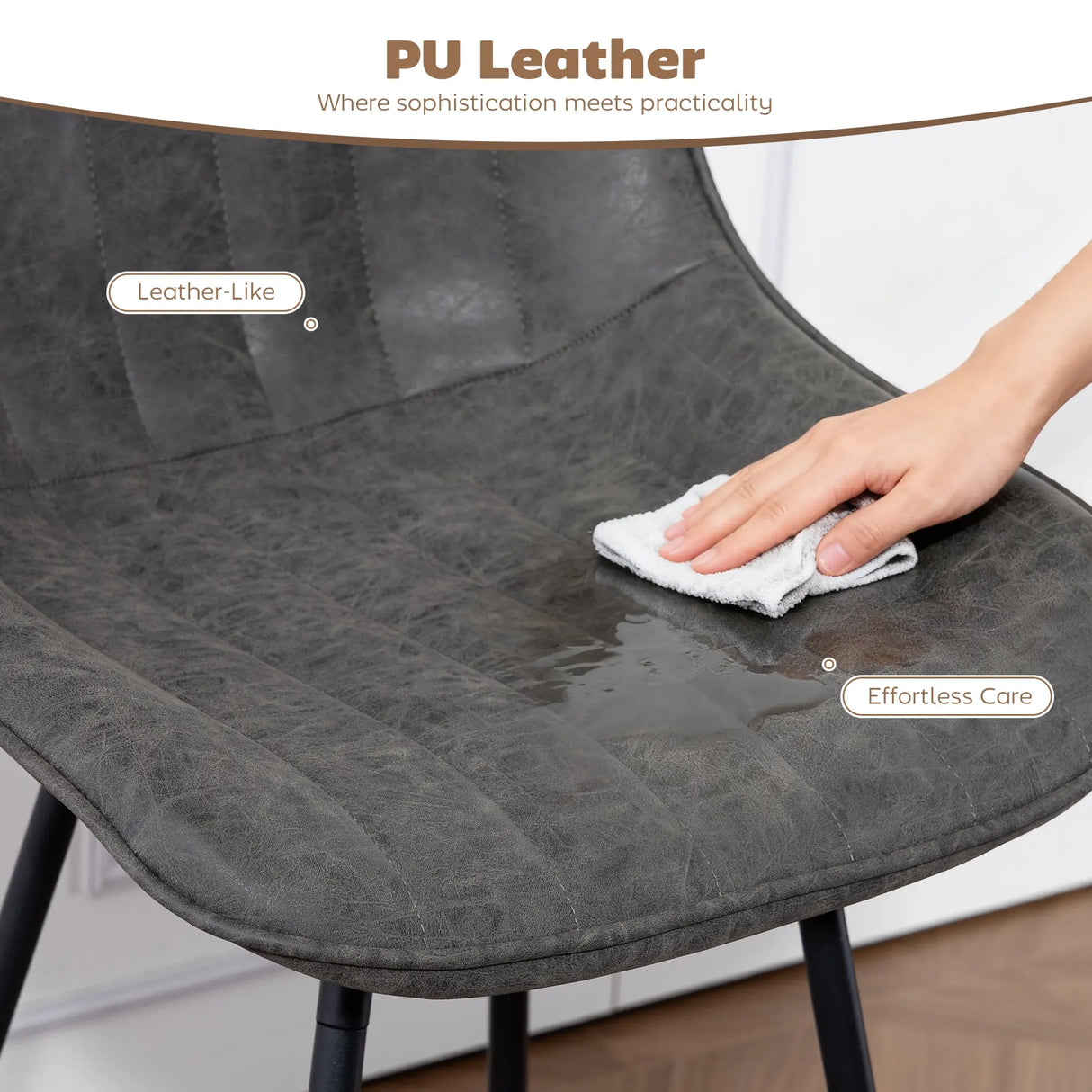 HOMCOM Set of 2 PU Leather Swivel Bar Stools - Grey