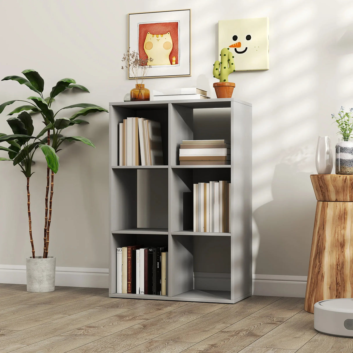 HOMCOM 6-Cube Bookshelf - Light Grey