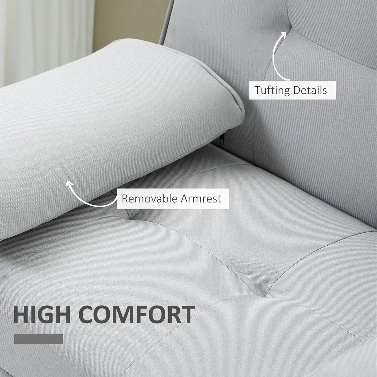 HOMCOM Fabric Click Clack Sofa Bed with 2 Cup Holders, Convertible Futon Settee, Futon Recliner Lounge for Living Room, Spare Room, Bedroom, Grey
