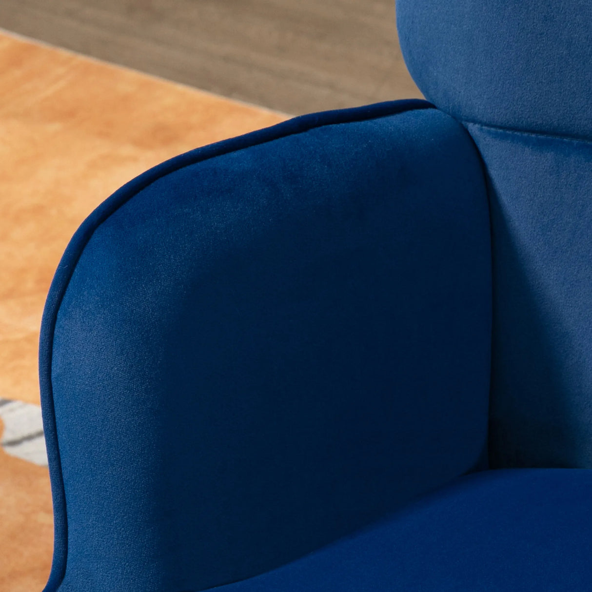 HOMCOM Modern Armchair with Footstool, Upholstered Accent Chair with Ottoman, Steel Legs, Velvet Wingback Chair for Living Room, Bedroom, Home Study, Dark Blue