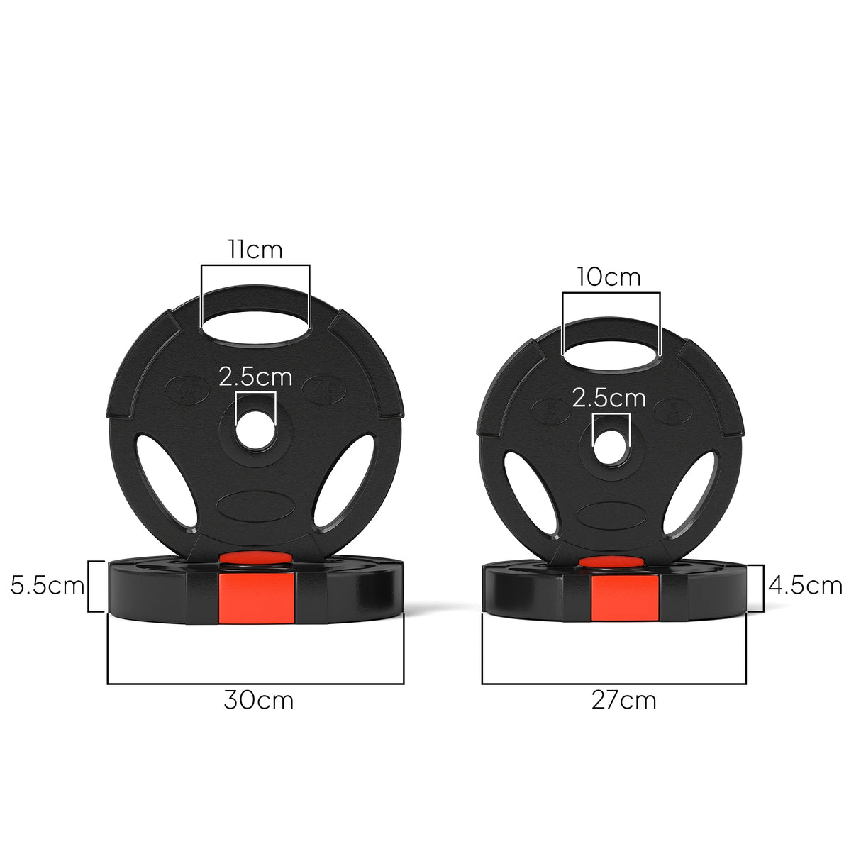 SPORTNOW Olympic Weight Plates Set, with Two 7.5kg and Two 5kg weights, Black