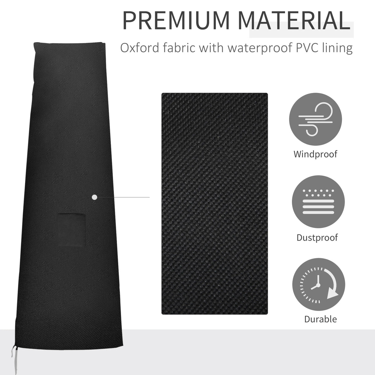 Outsunny Garden Parasol Cover Waterproof Outdoor Cantilever Banana Umbrella Protector 300D Oxford Fabric 240 x 48/70 cm for 3 m Cantilever Parasol