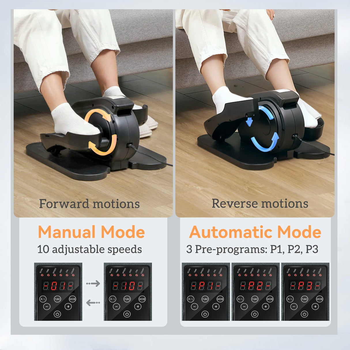 SPORTNOW Under Desk Elliptical Machine, Seated Pedal Exerciser, Mini Electric Elliptical Machine for Seniors with LCD Monitor, Remote Control and 10 Adjustable Speed, Quiet & Portable, Black