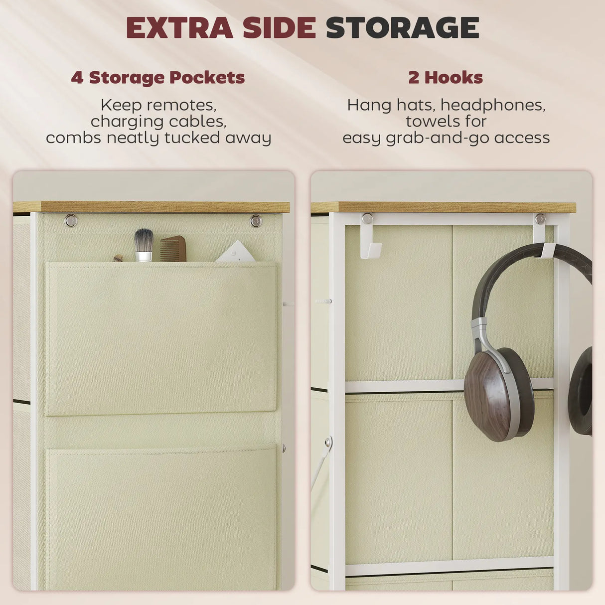 HOMCOM Chest of Four Fabric Drawers - Beige