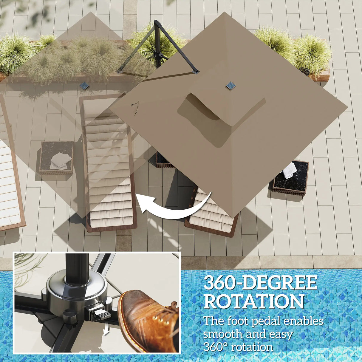 Outsunny Multi-Angle LED Light Parasol Umbrella - Khaki