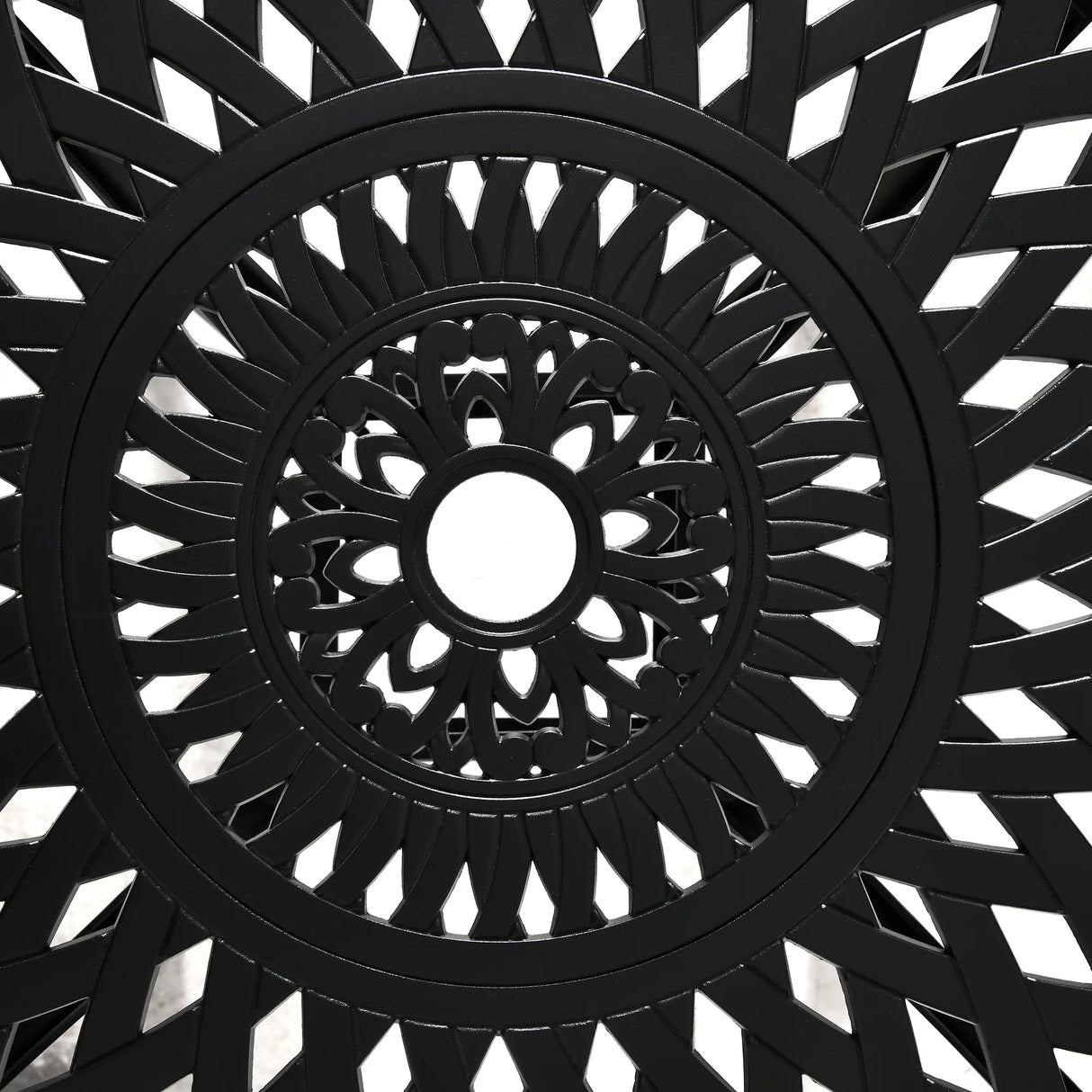 Outsunny 78 cm Round Garden Dining Table with Parasol Hole Antique Cast Aluminium Outdoor Table Only, Black