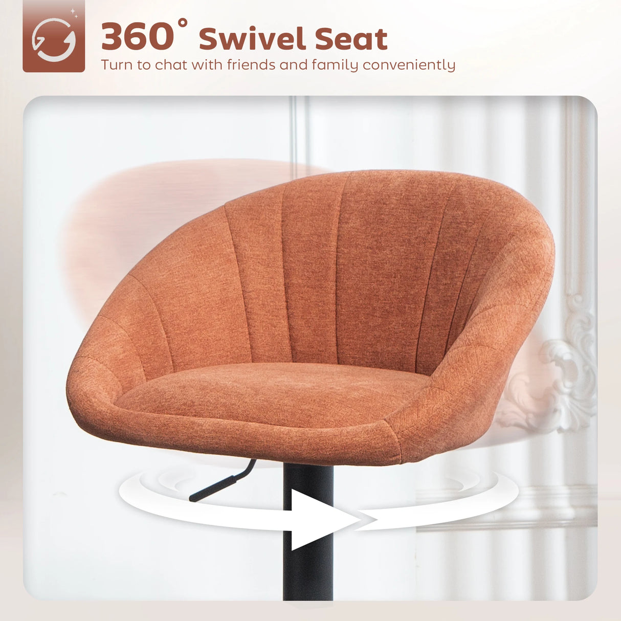 HOMCOM Set of Two Relaxed Tub Bar Stools - Orange